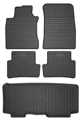 Productafbeelding van Rubberen automatten + kofferbakmat voor Renault Modus 2004-2012 (MPV) – 5-delig, zwart, op maat – Wielganizator SolidPRO