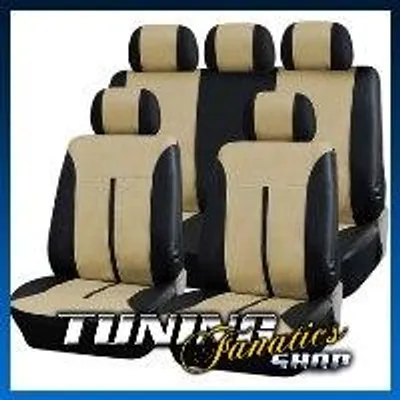 Produktbild von Sitzbezüge schwarz-Beige SET viele Fahrzeuge Premium Kunstleder Sitzbezug Auto