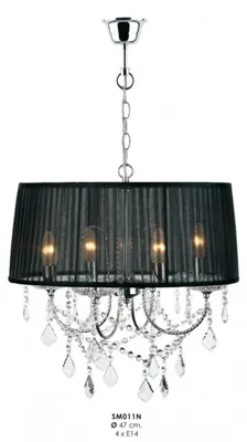 Produktbild von Casa Padrino Barock Kristall Pendelleuchte Schwarz Ø 47 cm - Barockstil Hängeleuchte