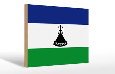 Produktbild von Holzschild Flagge Lesothos 30x20cm Flag of Lesotho