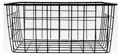 Produktbild von Metall Aufbewahrungskorb 28 x 22 cm schwarz - 2er Set - Gitterkorb für Regal und Schrank - Drahtkorb für Küche und Büro