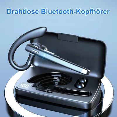 Produktbild von Bluetooth Freisprech Headset, Bluetooth Headset mit Ohrbügel, 500mAh Ladebox,  – In-Ear Kopfhörer fürs Autofahren & Business