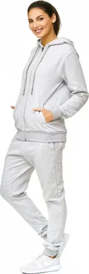 Produktbild von Damen Jogginganzug einfarbig 100% Baumwolle 586 Grau XXL