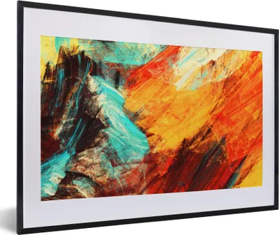 Produktbild von MuchoWow® Gerahmtes Poster Gemälde - Abstrakt - Öl 60x40 cm - Poster mit Schwarzem Bilderrahmen Wandposter Rahmen Foto Bilder - Schlafzimmer - Plakat in Rahmen - Drucken