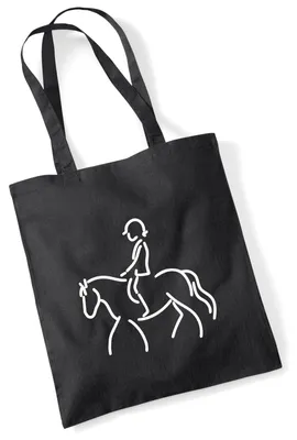 Produktbild von Huuraa Jutebeutel Reiten Pferd 10 Liter Black Baumwolle Tasche Geschenkidee