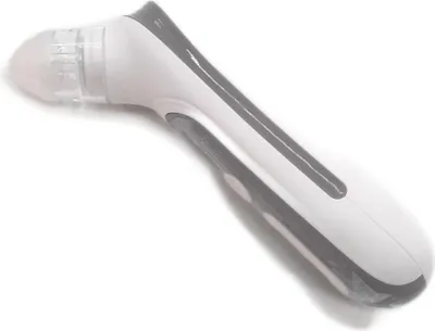 A white and gray electric nasal aspirator for babies, shown against a white background.