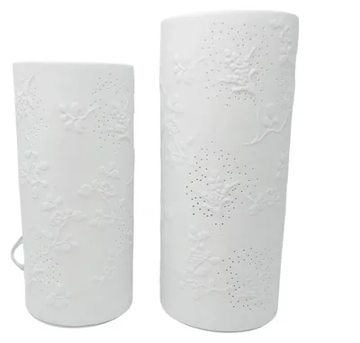 Produktbild von Tischlampe ZWEIGE H: 24+28cm - 2 Stück - Zylinder, aus Porzellan, Formano
