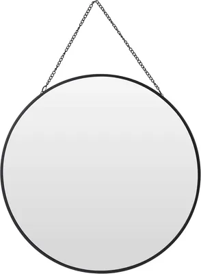 Produktbild von Kosmetikspiegel Runder Eckwandspiegel, Metallspiegel, Schwarz, Glas, Schminkspiegel, Dekospiegel (rund)