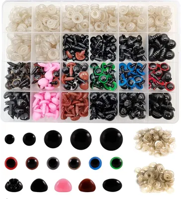 Zdjęcie produktu dla Zestaw 600 Oczek i Nosów Bezpieczeństwa, 6-14 mm, Plastik, do Amigurumi, Różne Kolory