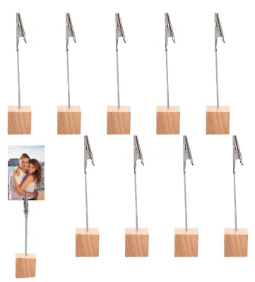 Tischkartenhalter aus Holz, 10 Stück, mit Clips, 14,5 cm