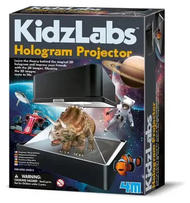 Obrázok produktu pre 4M 00-03394 68599 S KidzLabs Survival Science predstavuje projektor vo vedecko-fantastickom dizajne, ktorý z jednoduchých dvojrozmerných papierových šablón vykúzli trojrozmerné hologramy, Farebné