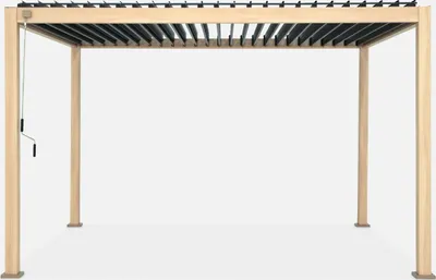 Immagine prodotto di Pergola bioclimatica 3x4m in alluminio, lamelle orientabili, Marrone chiaro