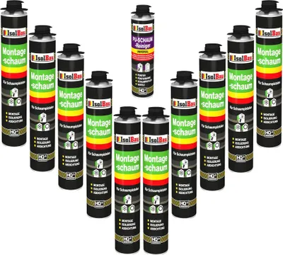 Produktbild von Isolbau Bauschaum-Set - Inkl. 10x 1K Montageschaum Pistolenschaum (je 750 ml), 1xPU-Schaum-Reiniger (500 ml)