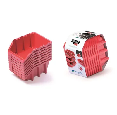 Image de Set úložných boxů 8ks BINEER LONG SET 160x98x160 mm - barva: červená