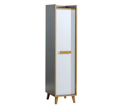 Produktbild von Regalschrank WERANO I Schrank mit Tür und offenen Regalfächern, Schmaler Mehrzweckschrank, Standregal, Modernes Möbel, Anthrazit/Weiß/Riviera