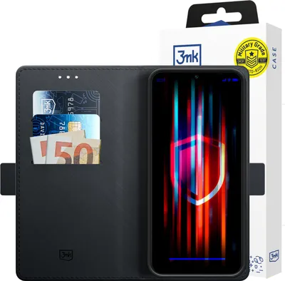 Productafbeelding van 3mk beschermhoes met portemonnaie functie voor de Samsung Galaxy A14 4G, telefoonhoesje, flip case met kaarthouders