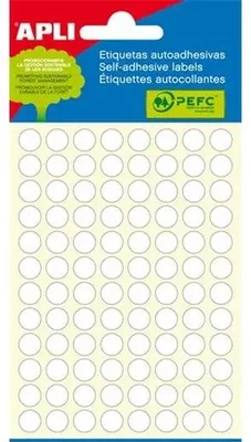 Etikety, 8 mm okrúhle, ručne popisovateľné, biele, APLI, 480 etikiet/bal