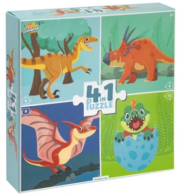 Image de TOY UNIVERSE - Puzzle dinosaure 4 en 1 (4, 6, 9, 12 pièces)