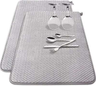 Productafbeelding van Afwasdoek mat set van 2 - 61 x 43 cm microvezel - superabsorberend - ideaal voor aanrecht en afwas