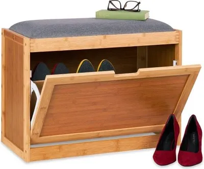 Image de Banc à chaussures avec assise grise