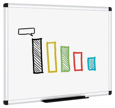 Produktbild von Trocken abwischbares Whiteboard, 120 x 90 cm, mit silbernem Aluminiumrahmen und Stiftablage | Nicht magnetisch, für Schule, Büro und Zuhause