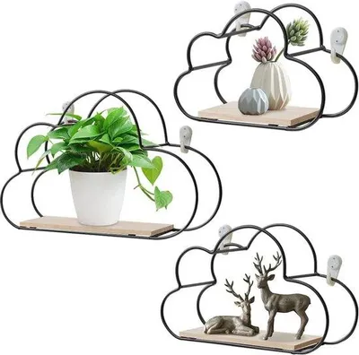Productafbeelding van Famanu Wandplanken set, 3 zwarte metalen planken - verschillende maten