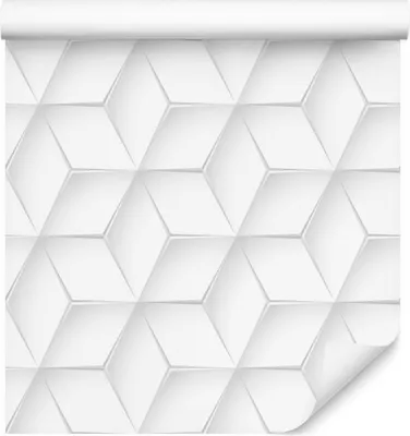 Produktbild von 10m VLIES TAPETE Rolle Weiße HEXAGONE 3D Dekor Formen 6425