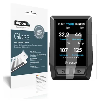 Produktbild von 2x Schutzfolie für Bosch Kiox e-Bike Display - Anti-Shock 9H Folie dipos Glass