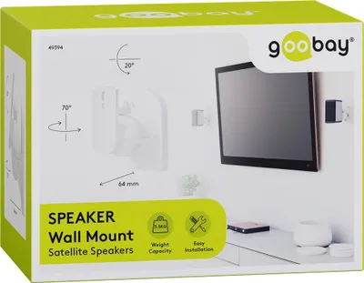 Immagine prodotto di Goobay 49394 Staffa a parete per altoparlanti universale Staffa universale per altoparlanti per il montaggio a parete, (orientabile e inclinabile) per altoparlanti fino a max. 3,5 kg, bianco