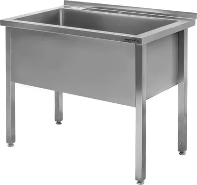 Zdjęcie produktu dla Basen zlewozmywak zlew ze stali nierdzewnej jednokomorowy przyścienny spawany Mega-M 100x60x85 cm