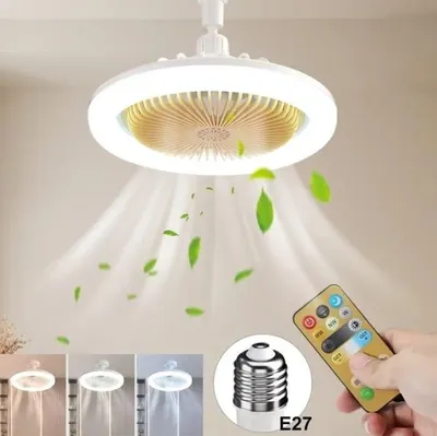 Produktbild von Deckenventilator mit integrierter LED-Beleuchtung und Fernbedienung. Kleiner Ventilator für Küche, Wohnzimmer und Schlafzimmer – 30 W