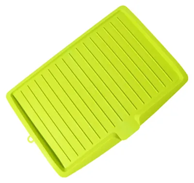 Immagine prodotto di Scolapiatti in plastica, versatile, design rettangolare, scolapiatti da cucina salvaspazio per posate, frutta e verdura, verde