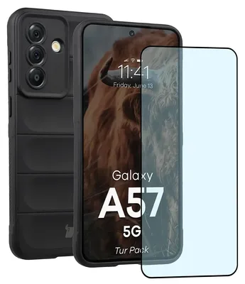 Produktbild von Robuste Handyhülle + gehärtetem Glas für Galaxy A57 5G, Bizon Tur Pack, Schwarz