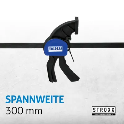 Produktbild von Stroxx Einhandzwinge – Schnellspannzwinge mit Quick-Release 300mm 159 kg Klemmkraft