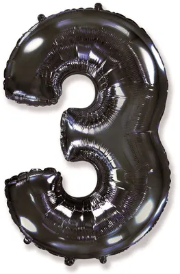 Obrázok produktu pre Fóliový balón s číslicou 3 - čierny - 102 cm