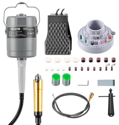 Productafbeelding van VEVOR Elektrisch roterend gereedschap, 780 W, 25.000 tpm, flexibele as-rotatiegereedschap met voetpedaalbediening, hangende slijpmachine met 112-delige accessoire set, snelslijpmachine voor schuren, polijsten en snijden