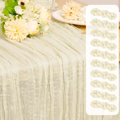 Obrázok produktu pre Omgoods – Súprava 10 bielačnych látkových obrusov, rozmery 55 x 300 cm, vhodné na dekoráciu na oslavy