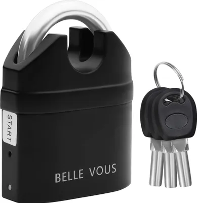 Produktbild von Belle Vous Diebstahlsicheres Vorhängeschloss mit 110db Alarm & 3 Schlüssel – Belastbares Mehrzweck Alarmschloss, Sicherheitsschloss Wetterfest –