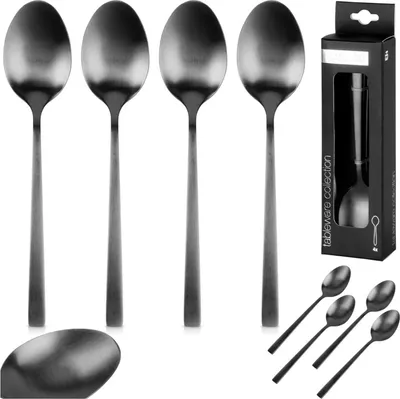 Imagen del producto de Cucharitas, juego de cubiertos, color negro satinado, de 4 piezas, EXCELLENT HOUSEWARE 139770