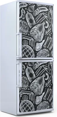 Produktbild von Kühlschrankdekoration 70x180 cm Aufkleber auf dem Kühlschrank - Schinken Würstchen Jamon Steak