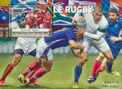 Produktbild von Briefmarken Zentralafrikanische Republik 2016 Mi Block 1492 (kompl. Ausgabe) postfrisch Rugby