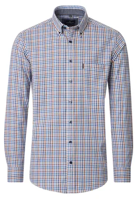Produktbild von CASAMODA Herren Freizeithemd Langarm Button-Down Casual Blau Karo S