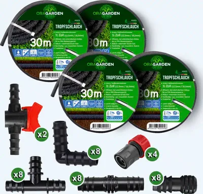 Produktbild von OraGarden Perlschlauch Bewässerungssystem, 4 Stk × 30 m, mit Anschlussset