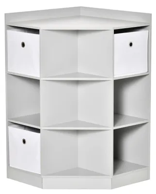 Image de Étagère pour enfants - Étagère d'angle - 3 bacs de rangement - Pour chambre d'enfant - À monter soi-même - Blanc