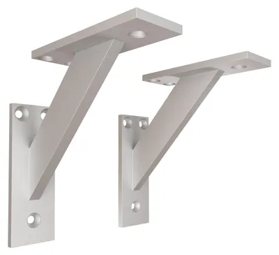 Produktbild von 2x sossai FSHR Design Regalträger in Silber 120x120mm Regalwinkel Bücherregal Konsole Regal Halter