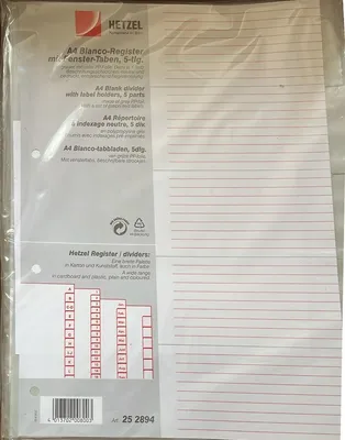 Image de 20x Intercalaires en plastique Hetzel A4 5 pcs. gris, intercalaires vierges