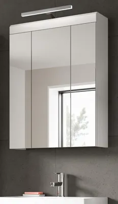 Produktbild von Badezimmer Spiegelschrank "Shawn" in weiß Hochglanz Badschrank 3-türig 60 x 79 cm