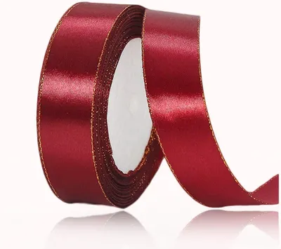 Satijnen Lint 20 mm x 22 m, Wijnrood mit Goldrand, 2 Rollen