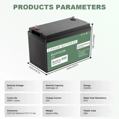 Immagine prodotto di Batteria LiFePO4 - Batteria ricaricabile - Batteria per veicoli elettrici - Batteria per pannelli solari - Batteria per camper - Capacità: 100Ah