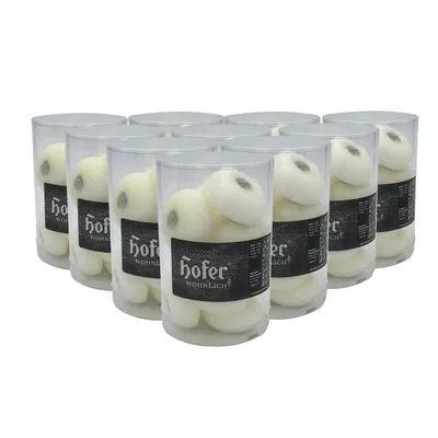 Productafbeelding van Hofer drijvende kaarsen - Kleur: Ivoor - Brandduur: 4 uur - Set van 100 stuks (10x10) - Ongeparfumeerde kaarsen, hoogte 2,8 cm. Ongeparfumeerd